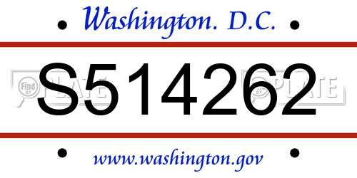 S514262 District Of Columbia License Plate