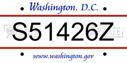 S51426Z District Of Columbia License Plate