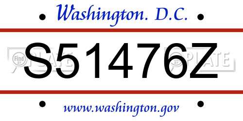 S51476Z District Of Columbia License Plate