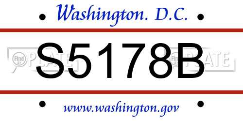 S5178B District Of Columbia License Plate