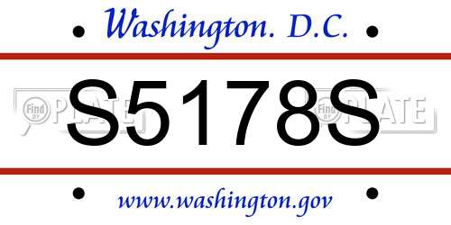 S5178S District Of Columbia License Plate