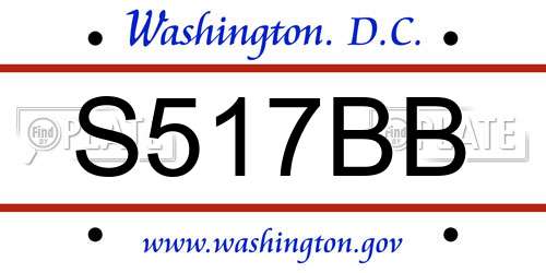S517BB District Of Columbia License Plate