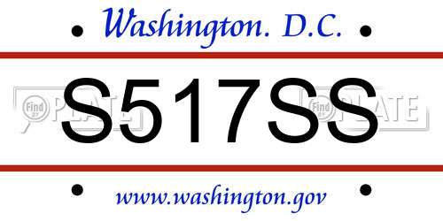 S517SS District Of Columbia License Plate