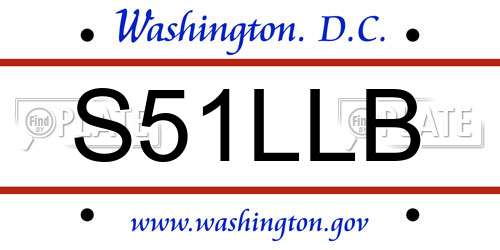 S51LLB District Of Columbia License Plate