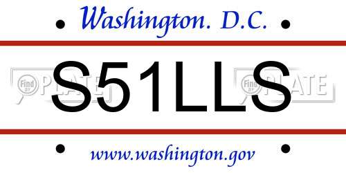 S51LLS District Of Columbia License Plate