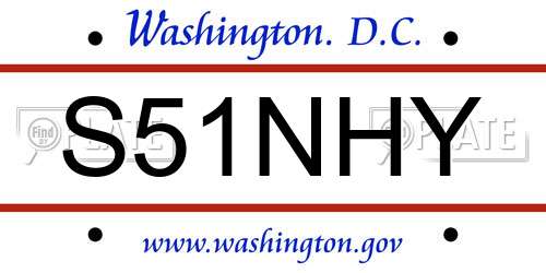 S51NHY District Of Columbia License Plate