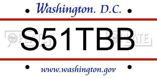 S51TBB District Of Columbia License Plate