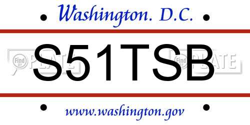 S51TSB District Of Columbia License Plate