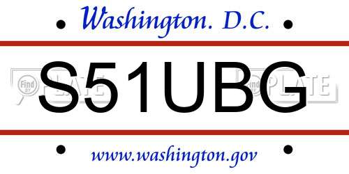 S51UBG District Of Columbia License Plate