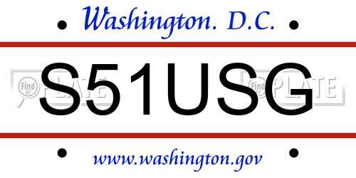 S51USG District Of Columbia License Plate