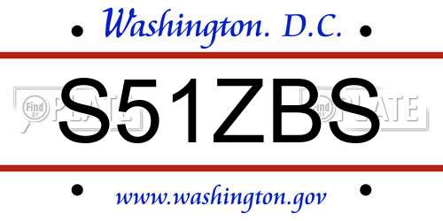 S51ZBS District Of Columbia License Plate