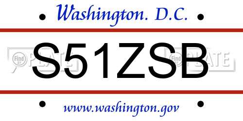 S51ZSB District Of Columbia License Plate