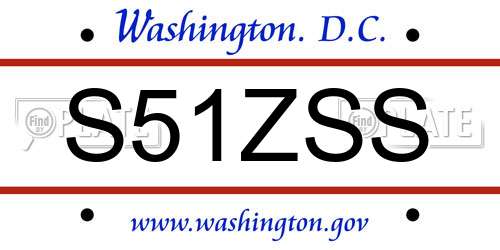 S51ZSS District Of Columbia License Plate