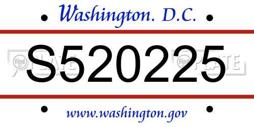 S520225 District Of Columbia License Plate