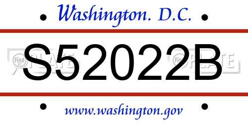 S52022B District Of Columbia License Plate