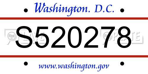 S520278 District Of Columbia License Plate
