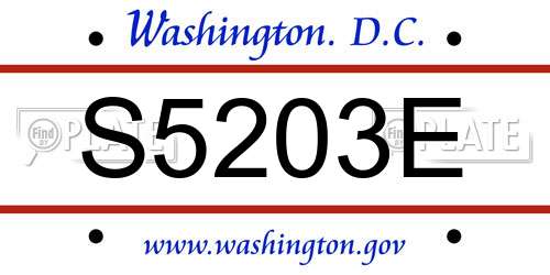 S5203E District Of Columbia License Plate
