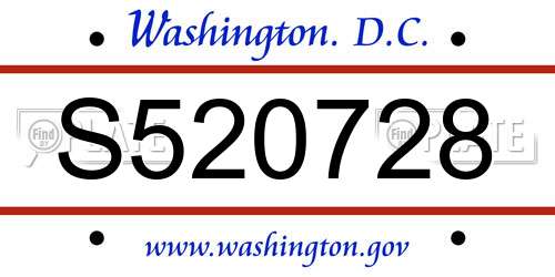 S520728 District Of Columbia License Plate