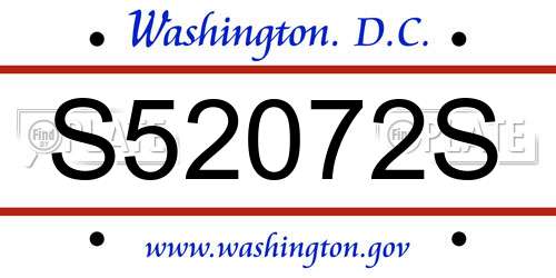 S52072S District Of Columbia License Plate