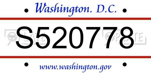S520778 District Of Columbia License Plate