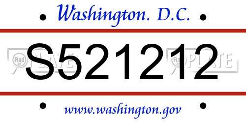 S521212 District Of Columbia License Plate