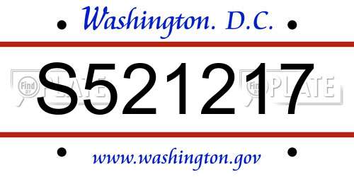 S521217 District Of Columbia License Plate