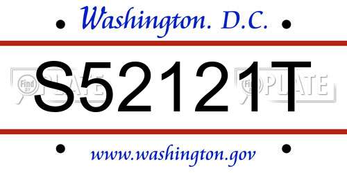 S52121T District Of Columbia License Plate