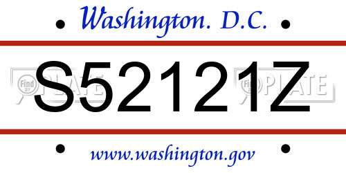S52121Z District Of Columbia License Plate