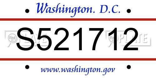 S521712 District Of Columbia License Plate