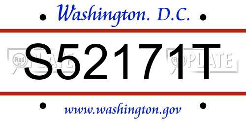 S52171T District Of Columbia License Plate