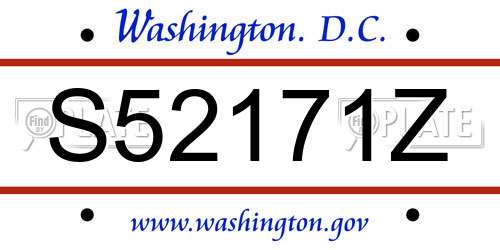 S52171Z District Of Columbia License Plate