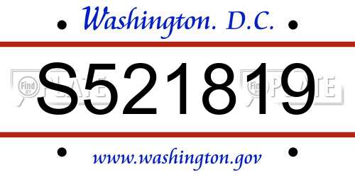 S521819 District Of Columbia License Plate
