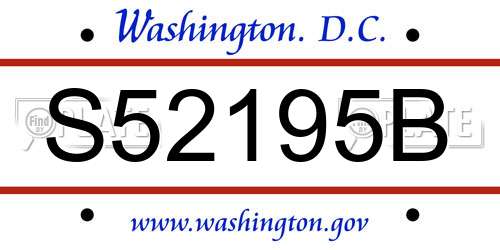 S52195B District Of Columbia License Plate