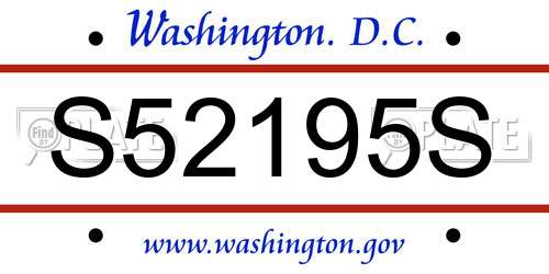S52195S District Of Columbia License Plate