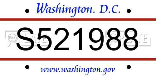 S521988 District Of Columbia License Plate