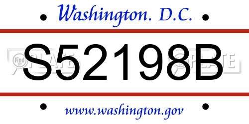 S52198B District Of Columbia License Plate