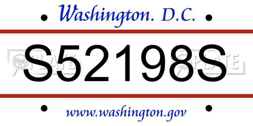 S52198S District Of Columbia License Plate
