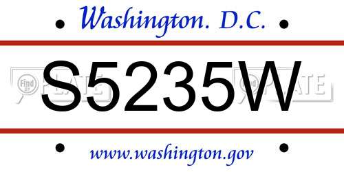 S5235W District Of Columbia License Plate