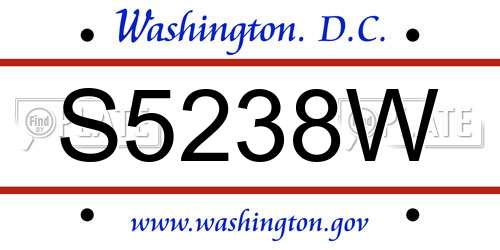 S5238W District Of Columbia License Plate