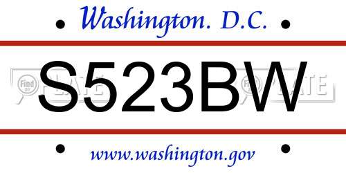 S523BW District Of Columbia License Plate