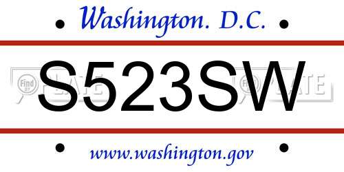 S523SW District Of Columbia License Plate