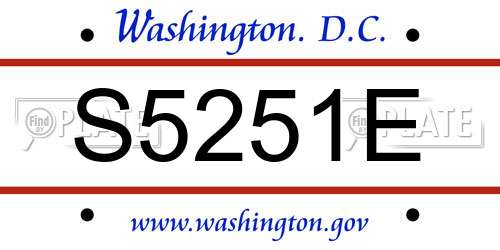 S5251E District Of Columbia License Plate