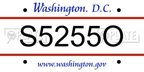 S5255O District Of Columbia License Plate