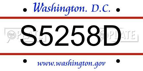 S5258D District Of Columbia License Plate