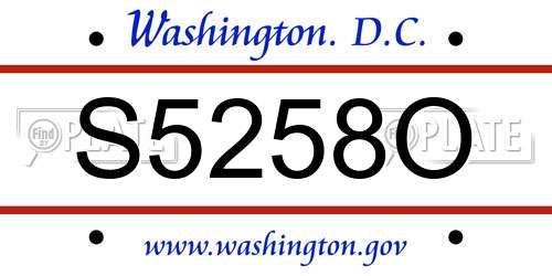 S5258O District Of Columbia License Plate