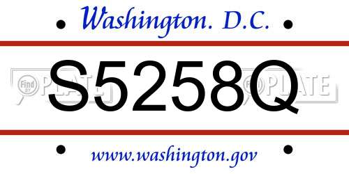 S5258Q District Of Columbia License Plate