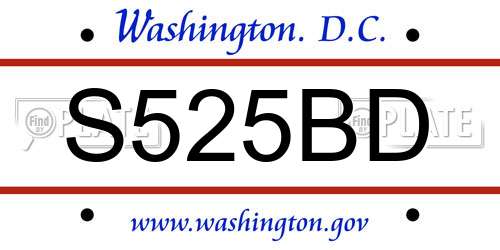 S525BD District Of Columbia License Plate