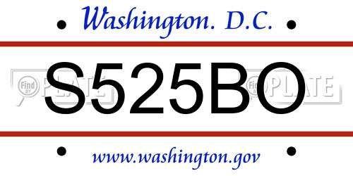 S525BO District Of Columbia License Plate