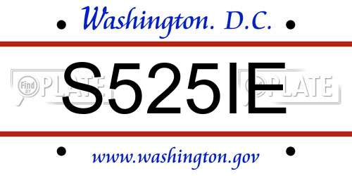 S525IE District Of Columbia License Plate