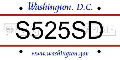 S525SD District Of Columbia License Plate